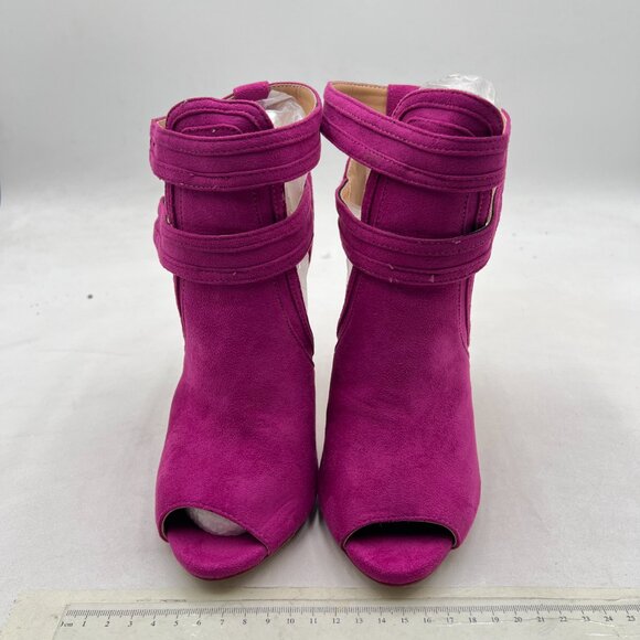 XYD Purple Peep Toe Ankle Boot Dual Buckled Straps Stiletto Heels Cutout Sandal - Picture 3 of 8